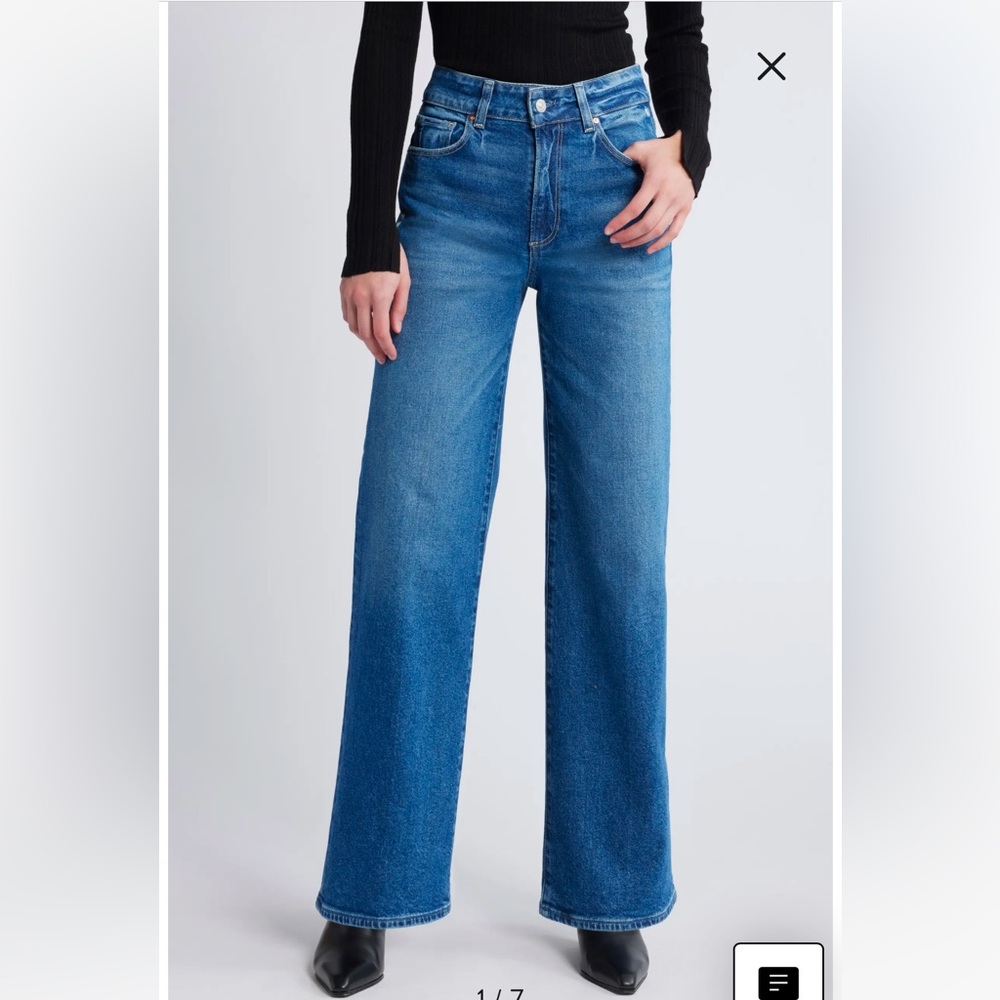 NWT PAIGE Sasha High Wait Wide Leg Jeans - Modernism Petite Size 28